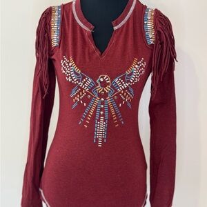 Panhandle Slim Burgundy Embellished Blouse